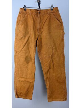 Carhartt B11 Mens 36x30 Loose Original Fit Work Pants Brown 100% Cotton
